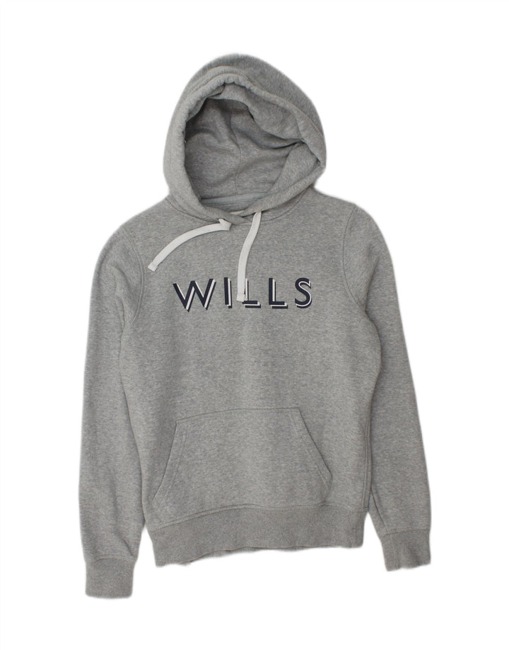 JACK WILLS Womens Graphic Hoodie Jumper UK 10 Small Grey Vintage Jack Wills and Second-Hand Jack Wills from Messina Hembry 