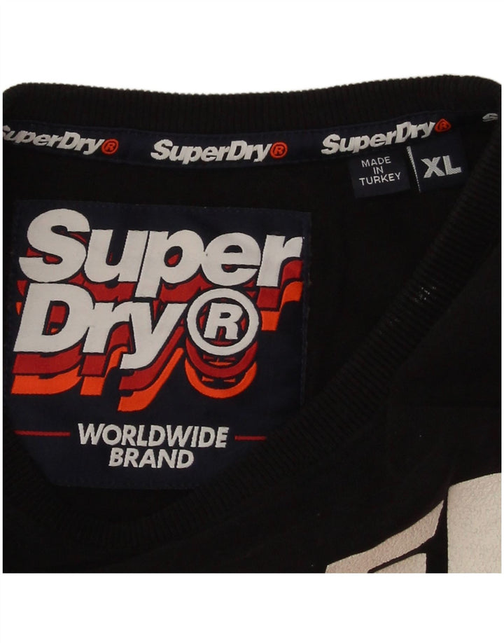 Superdry grafisk top langærmet til kvinder UK 18 XL sort bomuld