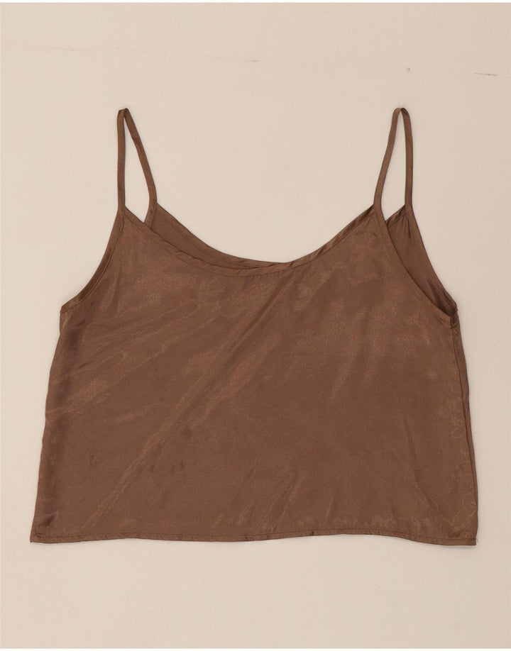 VINTAGE Womens Cami Top UK 12 Medium Brown Vintage Vintage and Second-Hand Vintage from Messina Hembry 