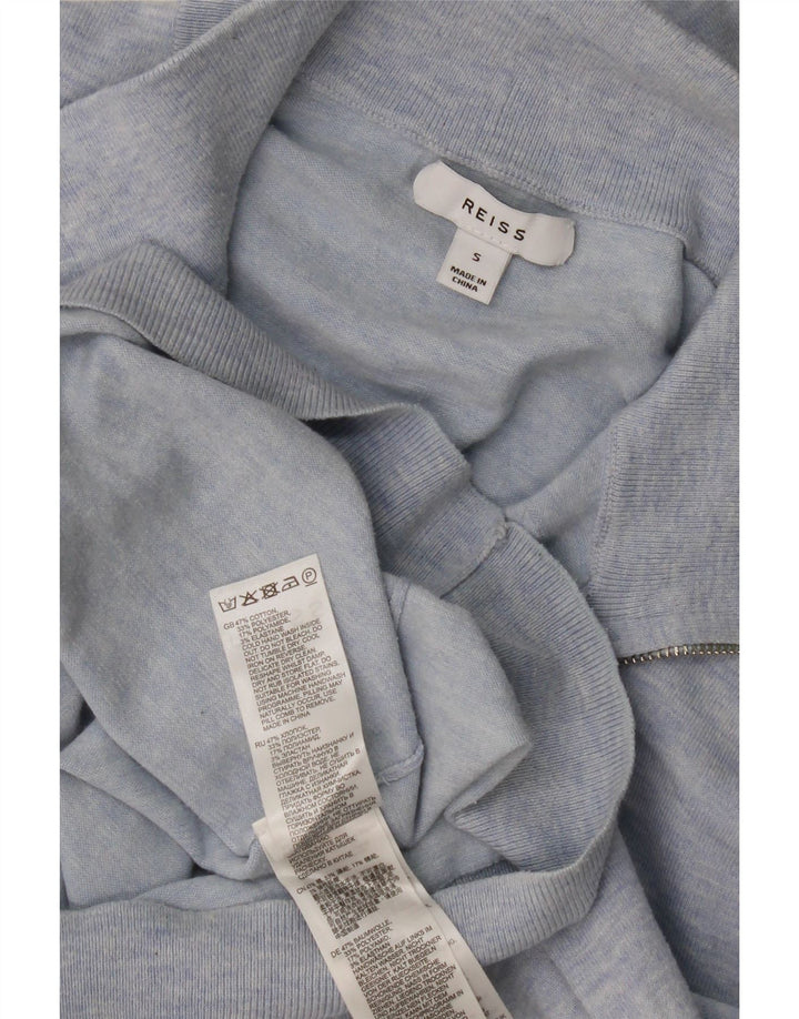 Reiss Herre Zip Neck Jumper Sweater Lille Blå Bomuld