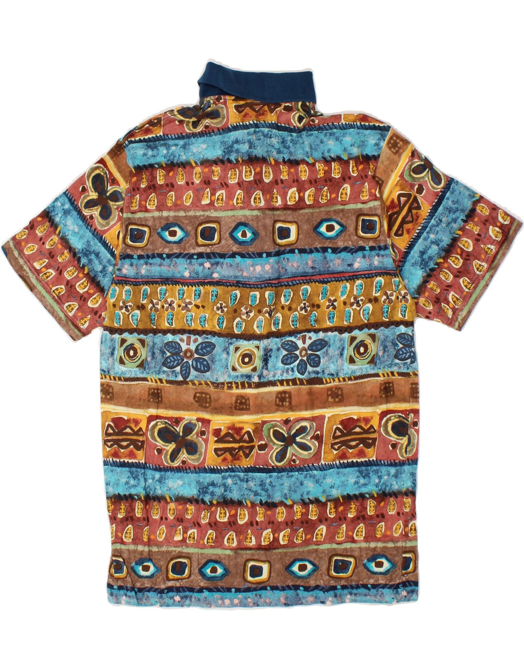 VINTAGE Mens Polo Shirt Small Multicoloured Fair Isle Polyester Vintage Vintage and Second-Hand Vintage from Messina Hembry 