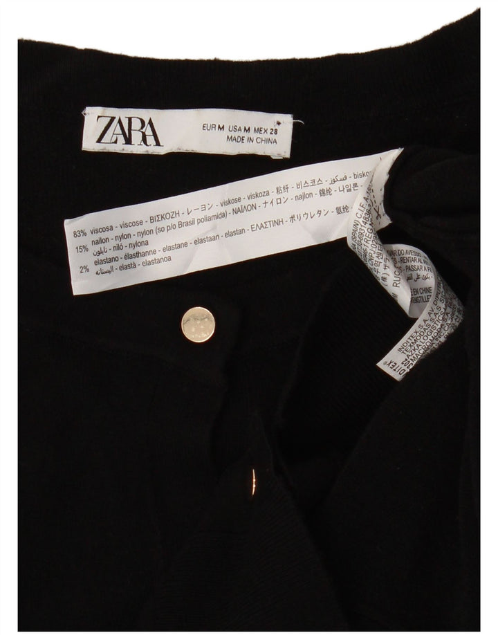 Zara Dame Cardigan Sweater UK 12 Medium Black Viscose