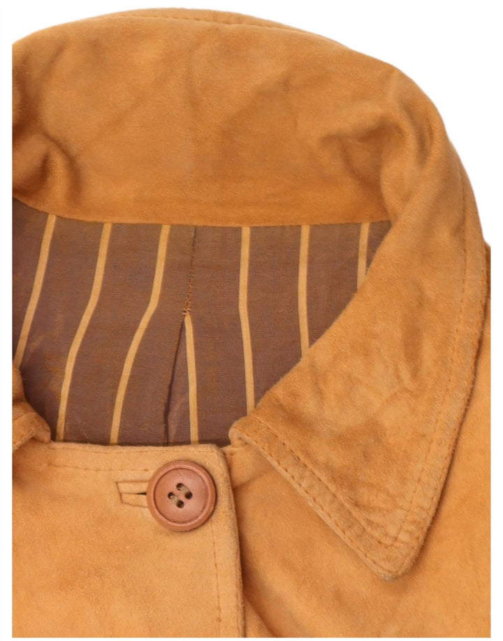 VINTAGE Womens Suede Jacket UK 14 Medium Beige