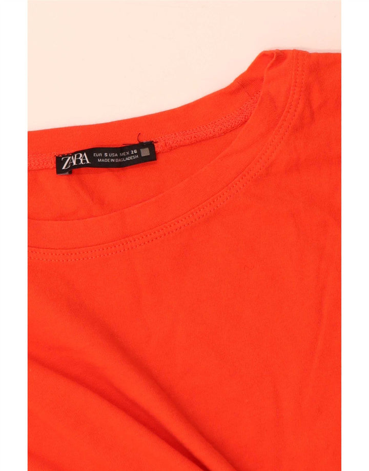 Zara Dame T-Shirt Top UK 10 Small Orange