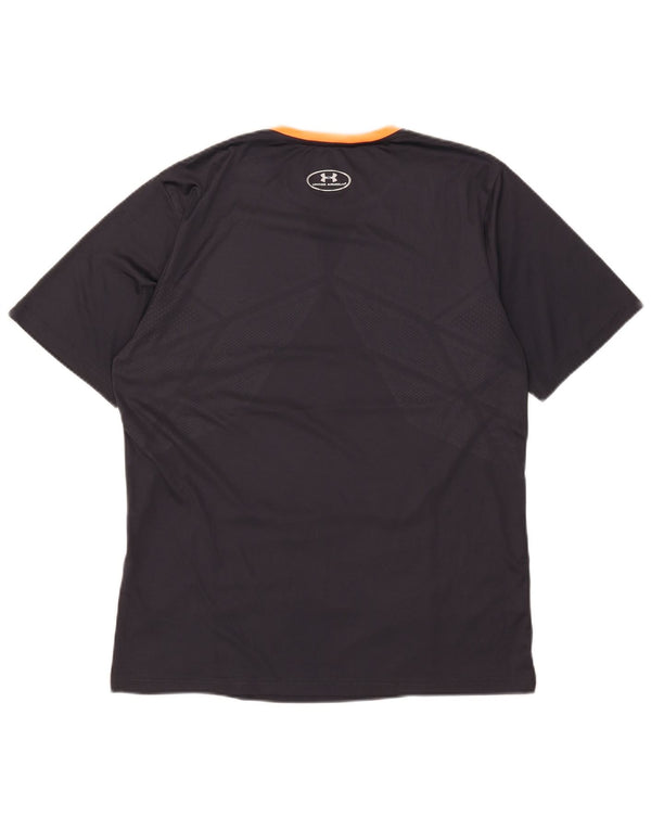 Under Armour Herre Heat Gear T-Shirt Top XL Navy Blue Colourblock Polyester