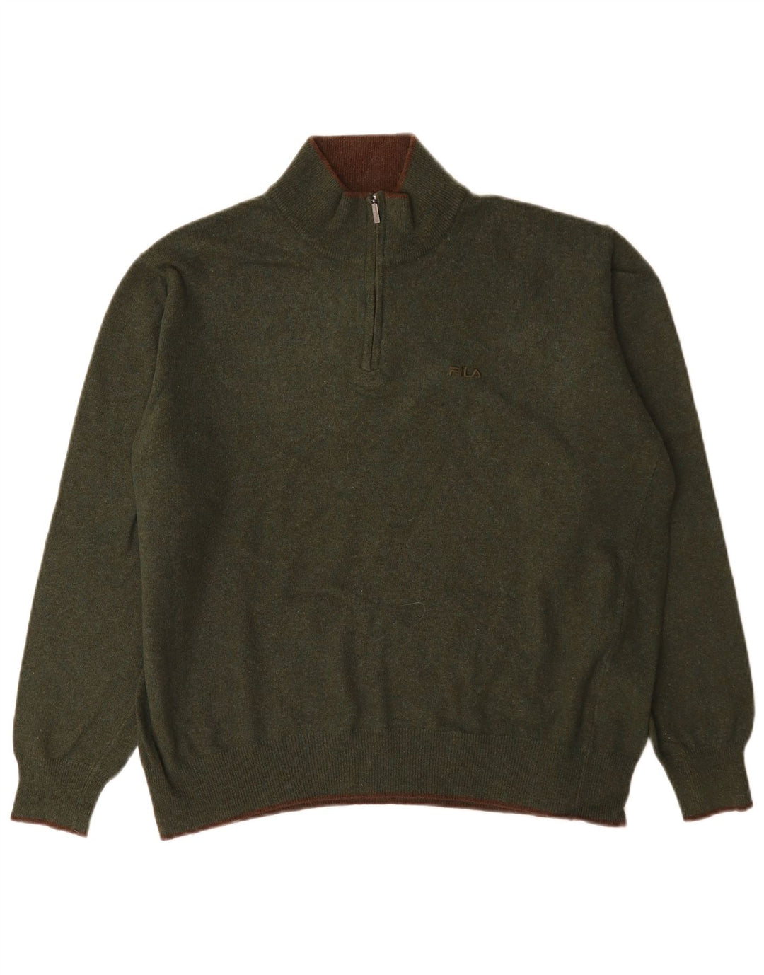 Fila Herre Zip Neck Jumper Sweater Stor Grøn Uld