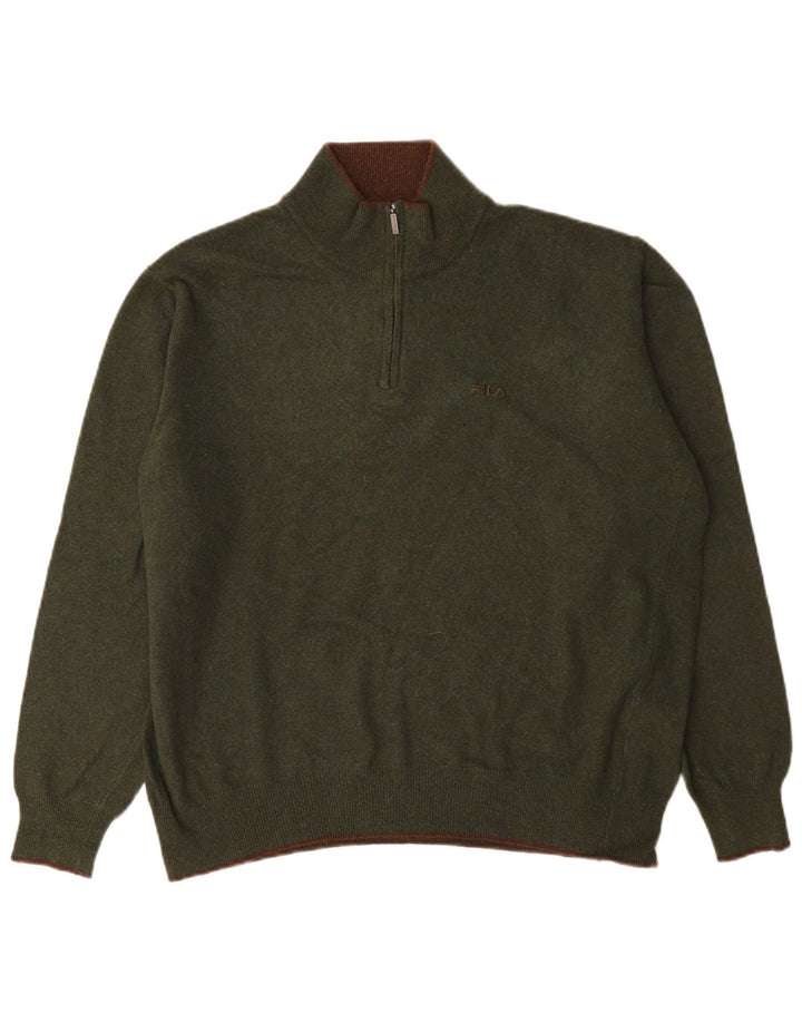 Fila Herre Zip Neck Jumper Sweater Stor Grøn Uld