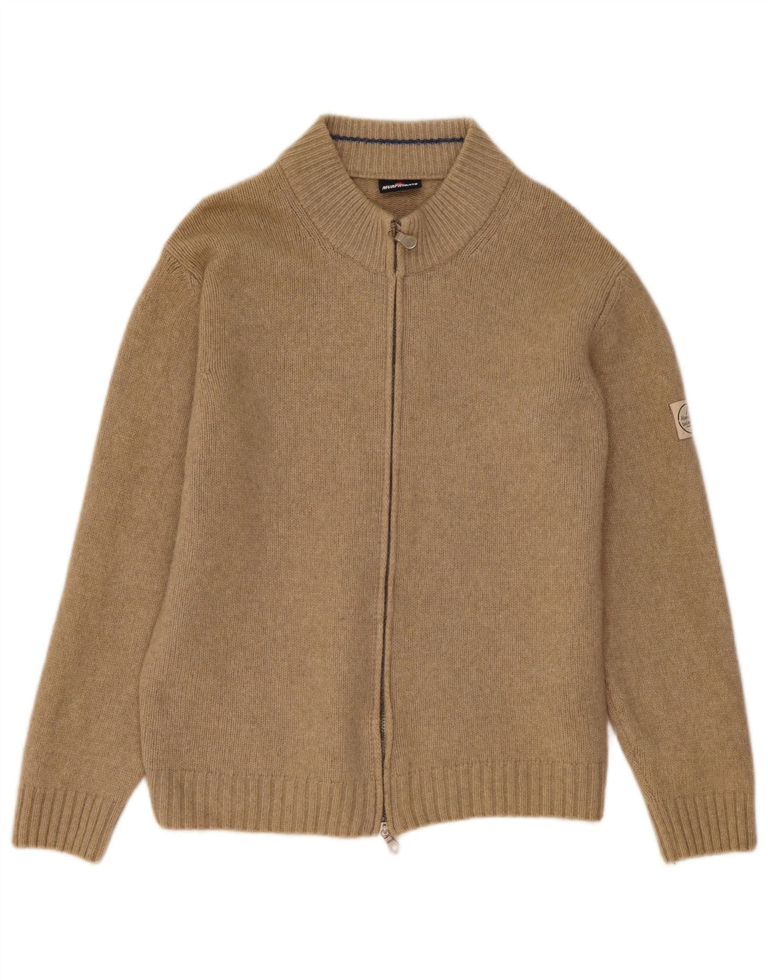 Murphy & Nye Herre Cardigan Sweater Stor Beige Uld