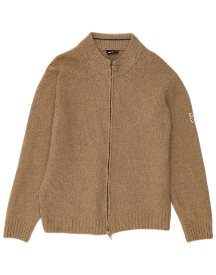 Murphy & Nye Herre Cardigan Sweater Stor Beige Uld