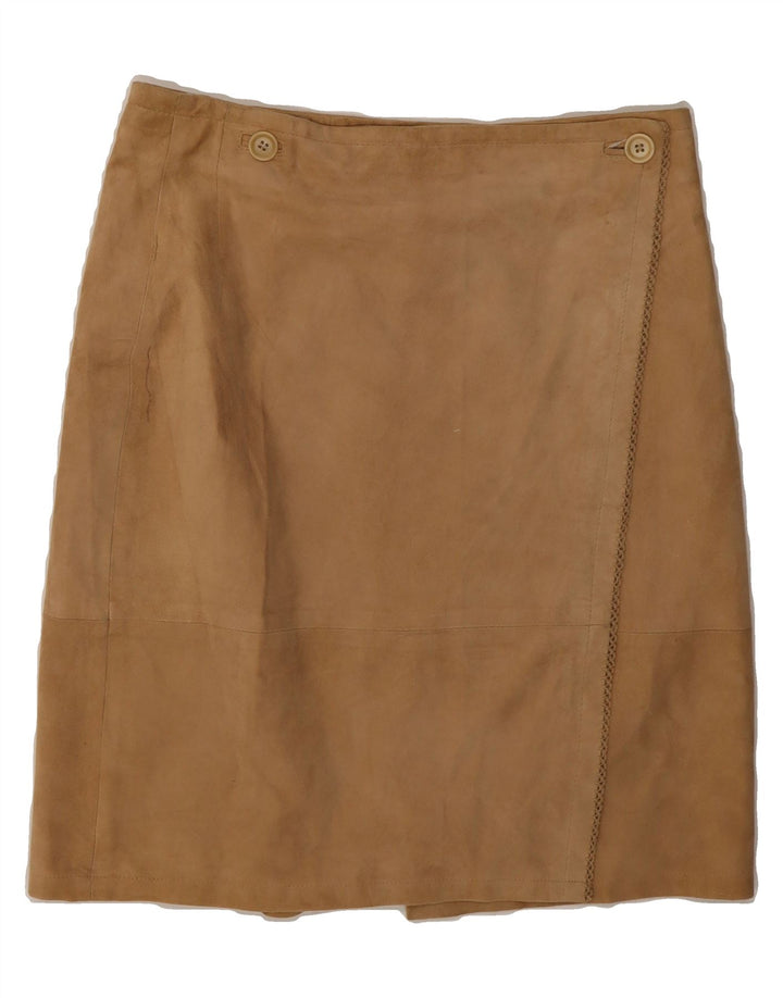 VINTAGE Womens Suede Wrap Skirt IT 44 Medium W30 Brown Leather Vintage Vintage and Second-Hand Vintage from Messina Hembry 