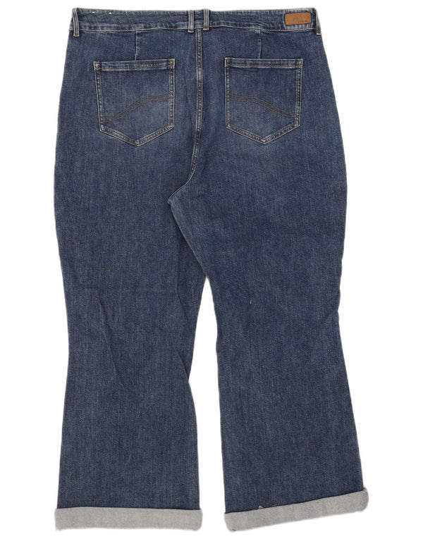 Fat Face Dame Fly High Waist Crop Flared Jeans UK 20 2XL W40 L26 Blå
