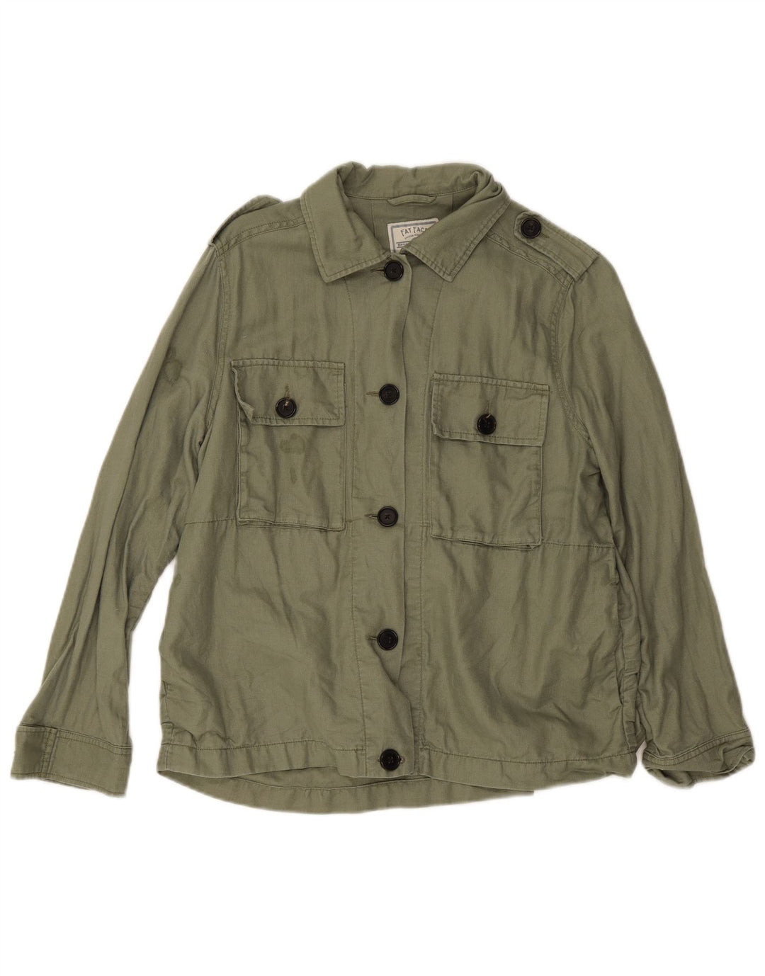 Fat Face Dame Oversized Military Jacket UK 8 Small Green Linen