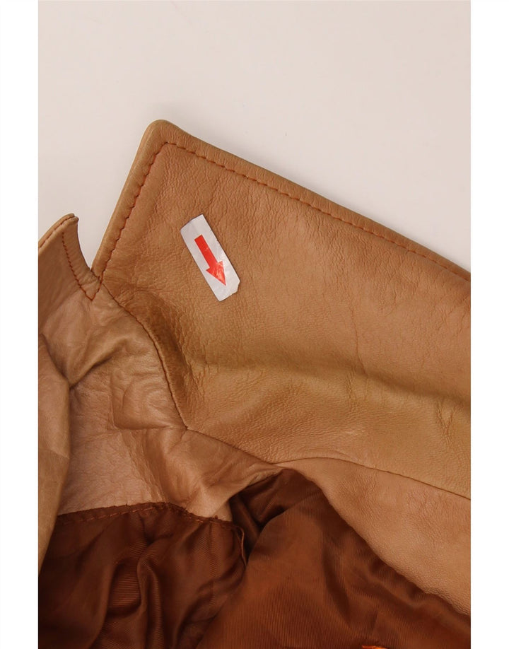 Society Womens Crop 2 Button Blazer Jacket UK 12 Medium Brown Læder