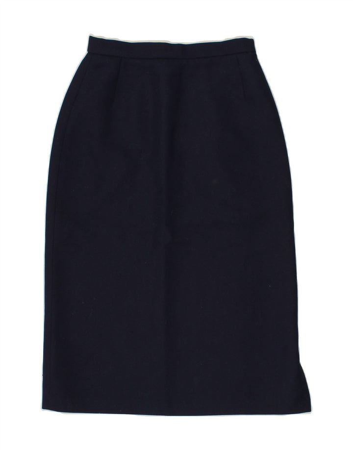 VINTAGE Womens Straight Skirt UK 12 Medium W28  Navy Blue Polyester Vintage Vintage and Second-Hand Vintage from Messina Hembry 