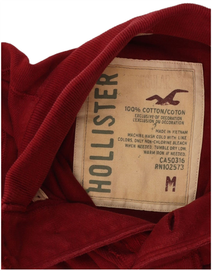 Hollister Herre grafisk knap hals sweatshirt jumper medium rød bomuld