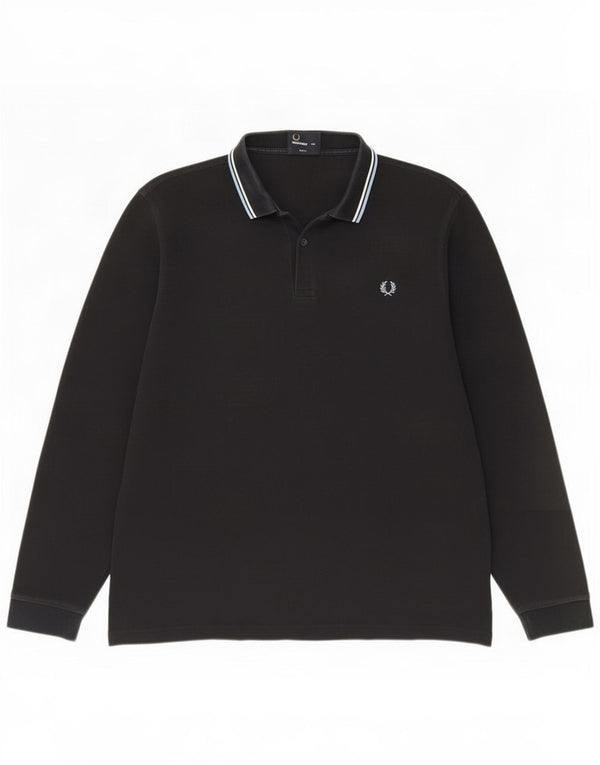 Fred Perry Langærmet Herre Slim Fit Polo Shirt 2XL Marineblå Stribet