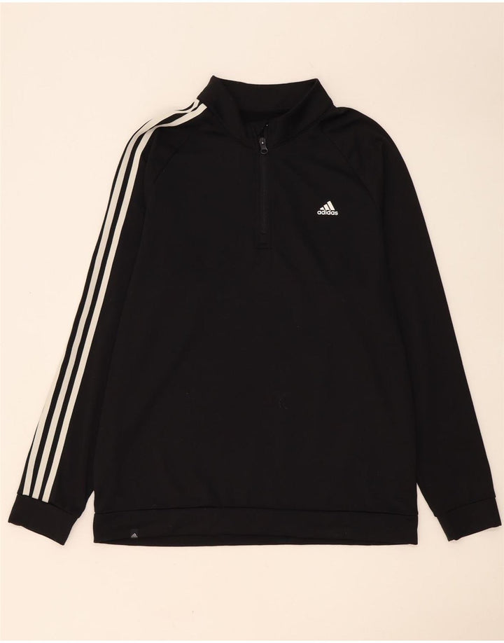 Adidas Sweatshirt med lynlås til mænd, stor sort polyester