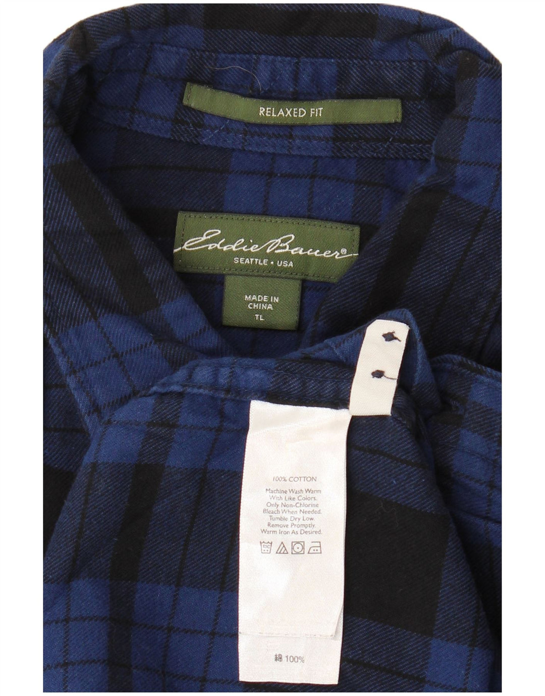 Eddie Bauer Herre høj Flanellskjorte med afslappet pasform Stor marineblå ternet
