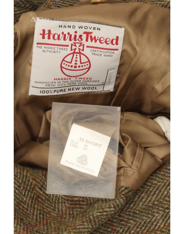 Harris Tweed Herre Short Blazer Jacket EU 48 Medium Khaki Herringbone