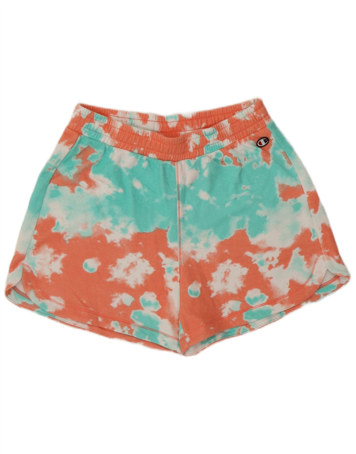 Champion Womens Sports Shorts UK 14 Medium Multicolored Tie Dye Bomuld