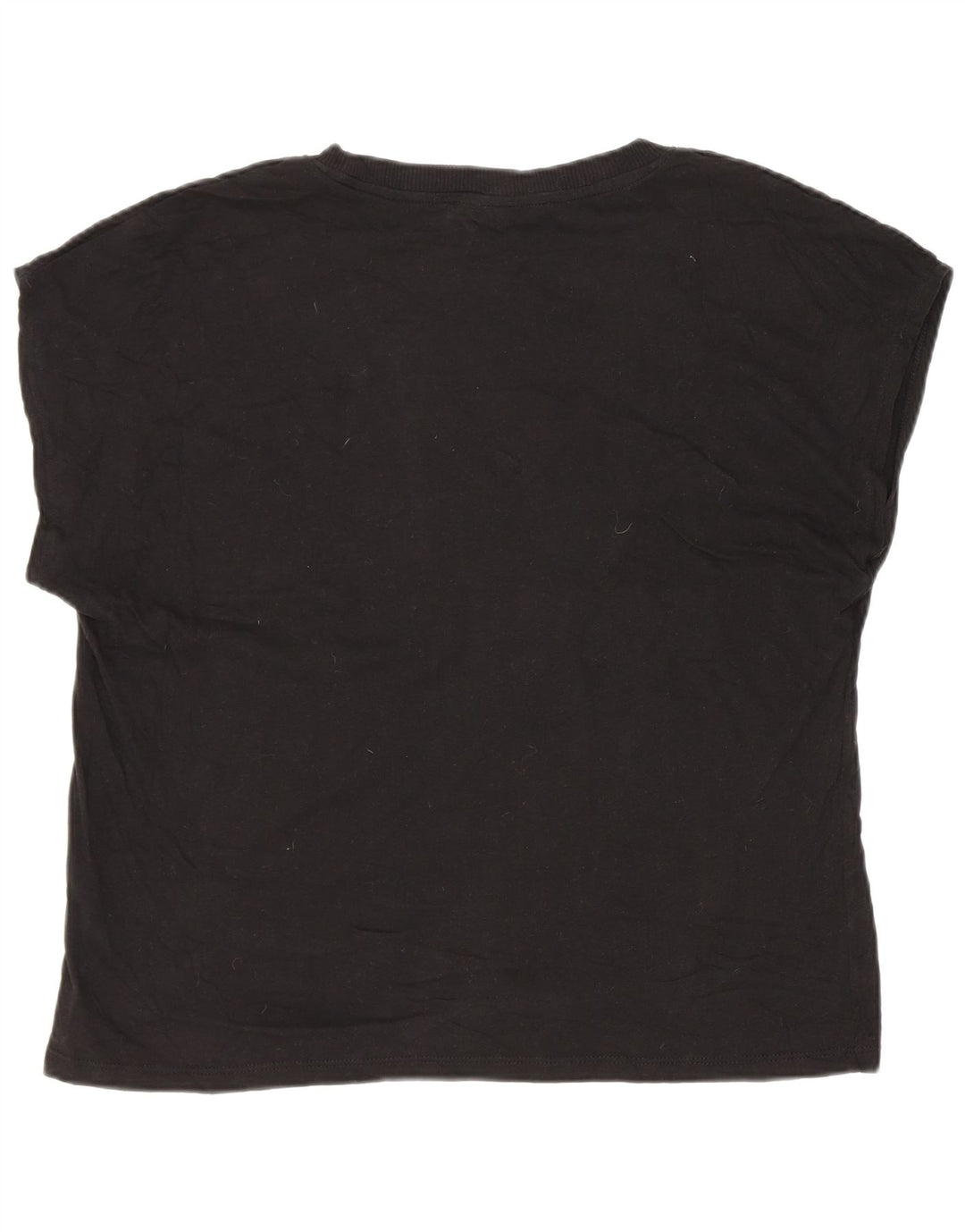 Zara Dame T-Shirt Top UK 14 Medium Sort Bomuld