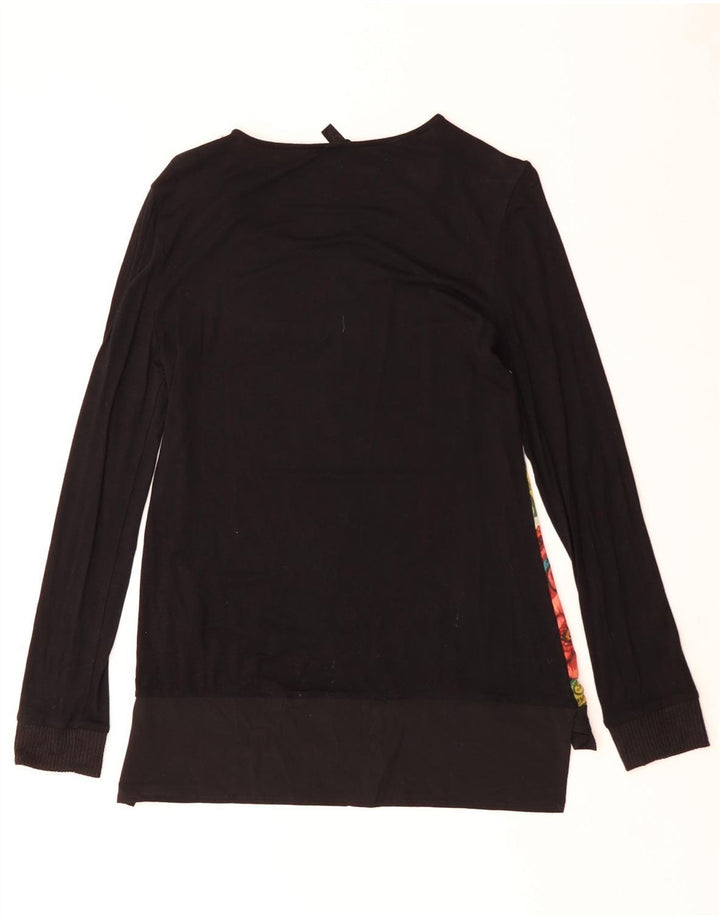 DESIGUAL Dame Grafisk Top Langærmet UK 12 Medium Black Floral