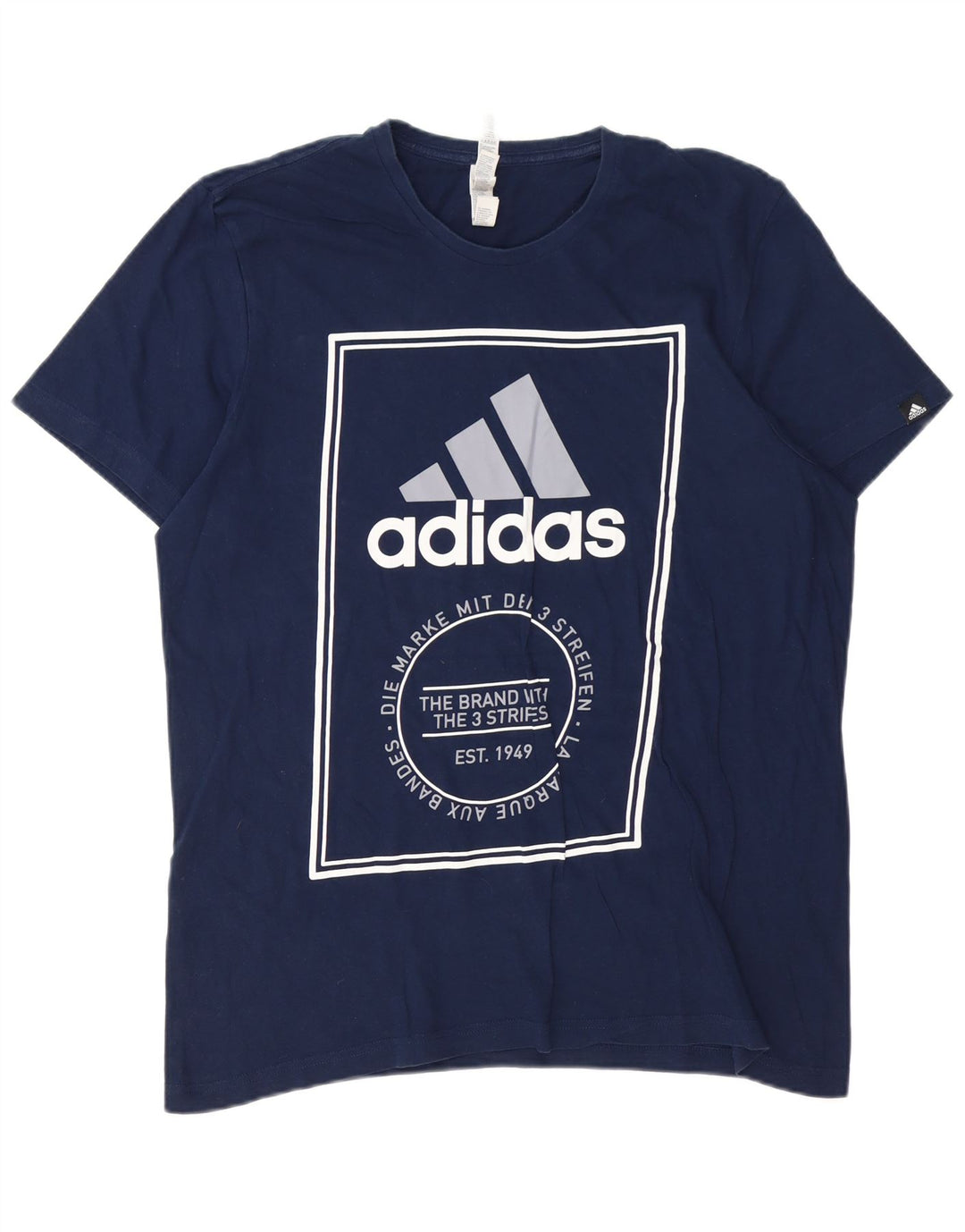 ADIDAS Grafisk T-shirt top til mænd Stor marineblå bomuld