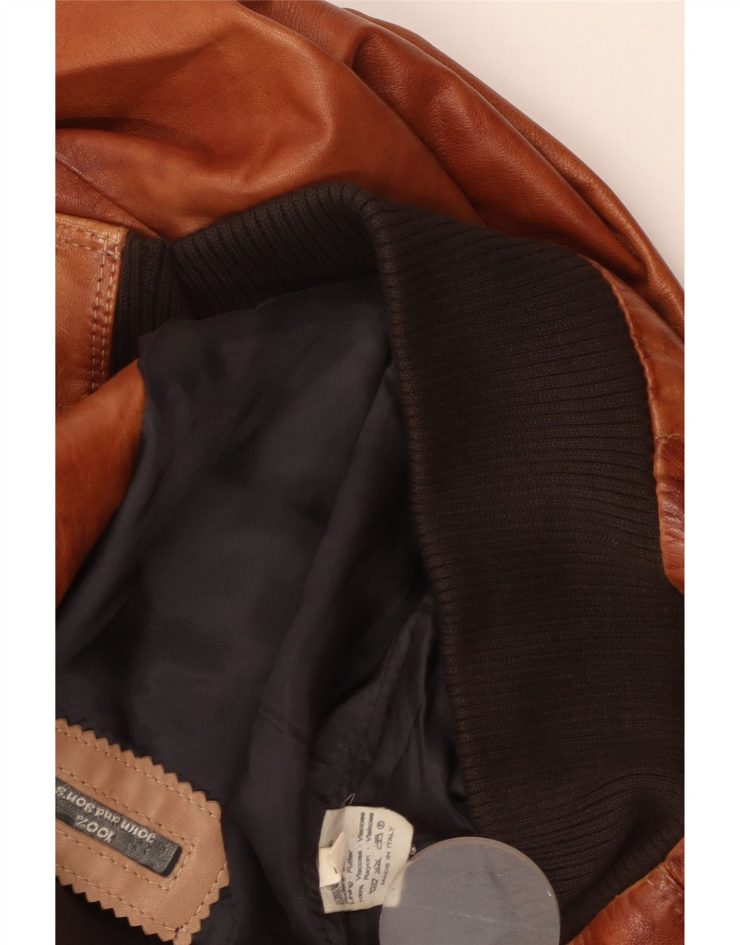 Vintage herre læderjakke UK 38 Medium Brown Viscose