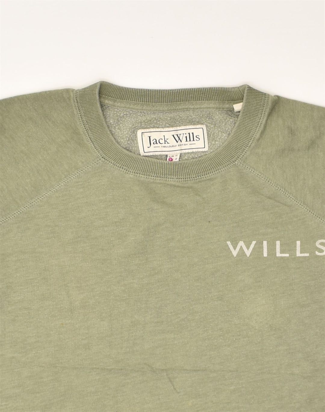 JACK WILLS Womens Sweatshirt Jumper UK 6 XS Green Cotton | Vintage Jack Wills | Thrift | Second-Hand Jack Wills | Used Clothing | Messina Hembry 