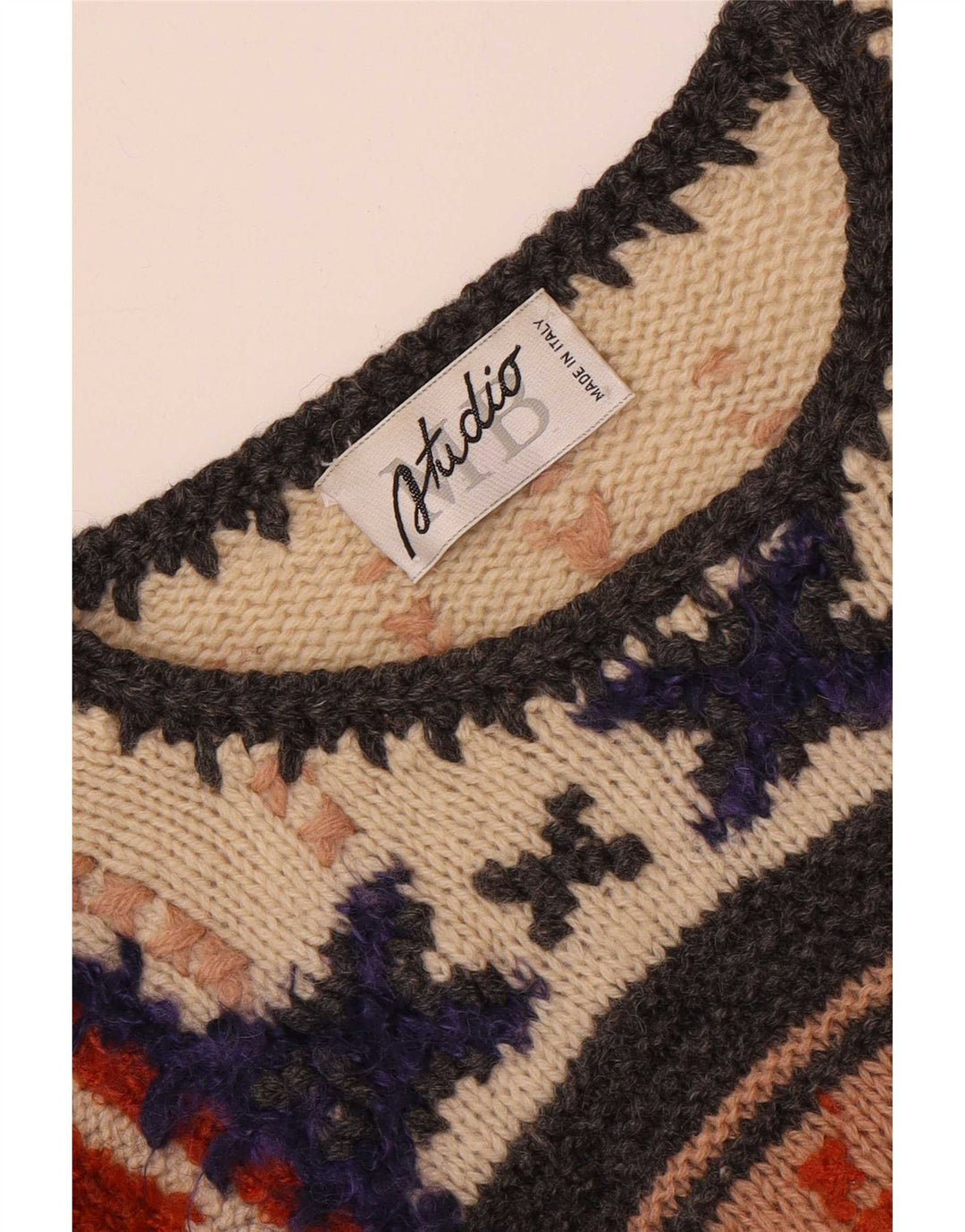 Studio MB Dame Jumper Sweater UK 14 Stor Flerfarvet Retro