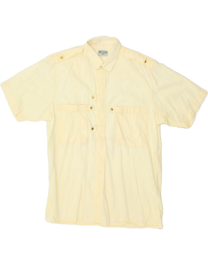 VINTAGE Mens Short Sleeve Shirt Large Yellow Vintage Vintage and Second-Hand Vintage from Messina Hembry 