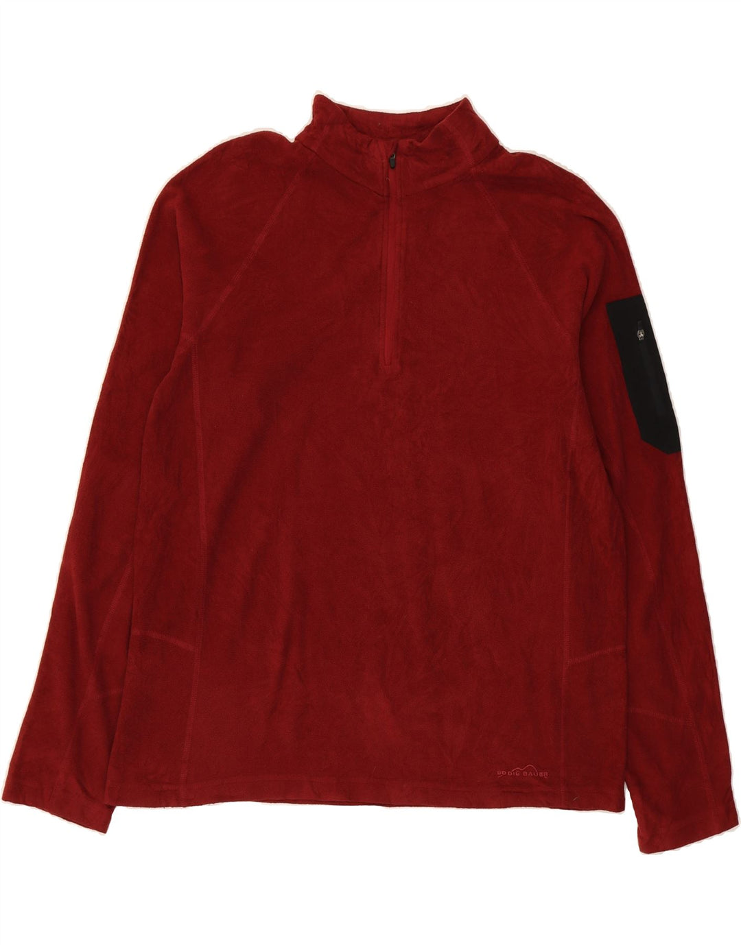 EDDIE BAUER Mens Zip Neck Fleece Jumper Medium Maroon Polyester Vintage Eddie Bauer and Second-Hand Eddie Bauer from Messina Hembry 