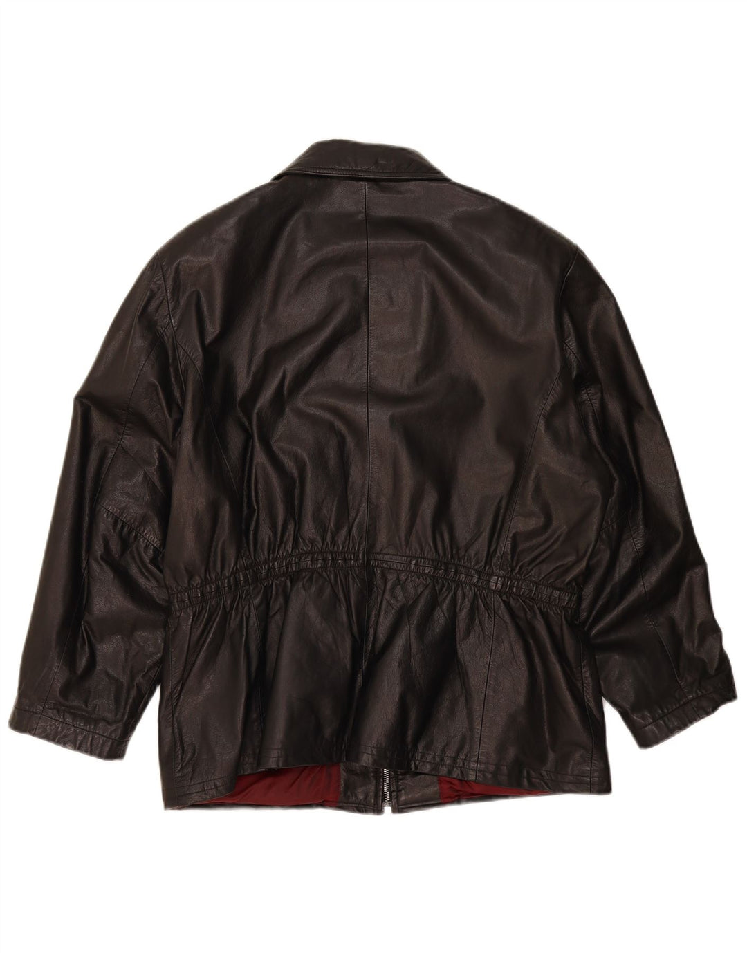 Yorn Dame Oversized Læderjakke EU 40 Medium Sort Læder