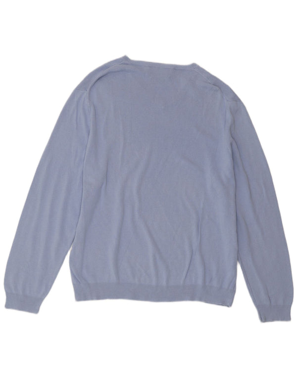 POLO RALPH LAUREN Dame V-hals sweater UK 18 XL Blå Bomuld