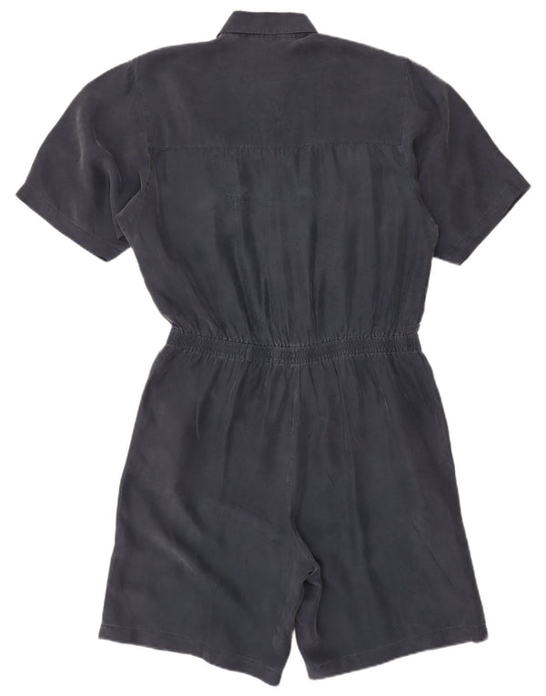 VINTAGE Dame Playsuit UK 14 Medium Navy Blue Silke