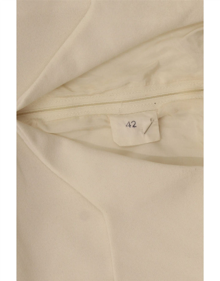 Vintage Dame A-Line Kjole IT 42 Medium White Floral Polyester