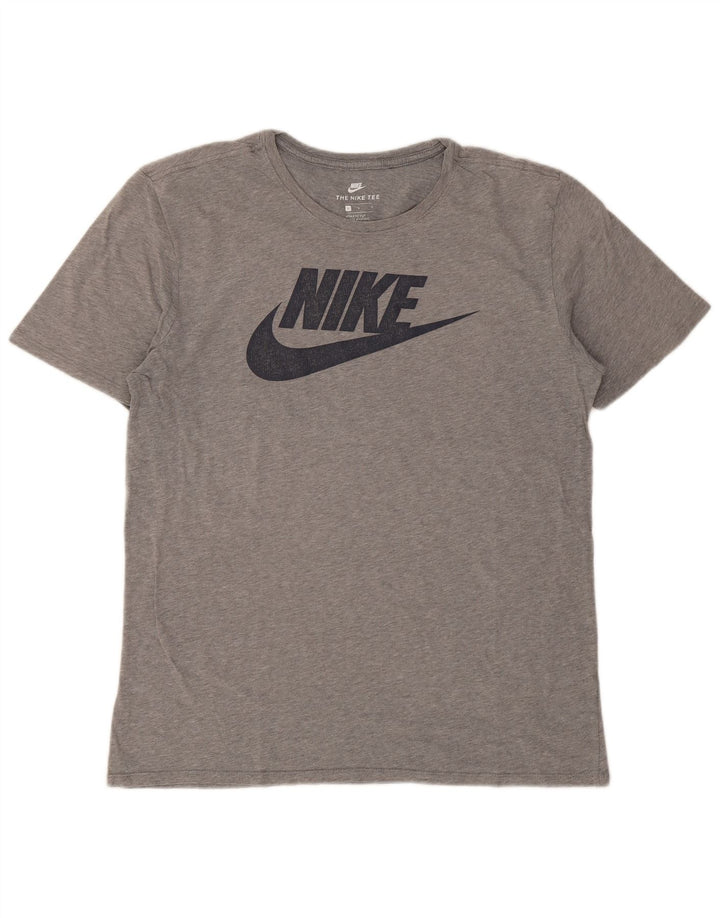 Nike Herre Athletic Cut Grafisk T-Shirt Top Stor Grå Flecked