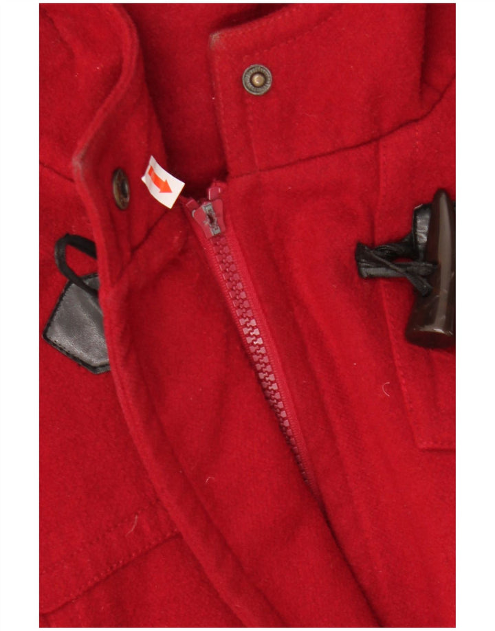 Vintage Dame Hooded Duffel Coat IT 54/56 3XL Rød Polyester