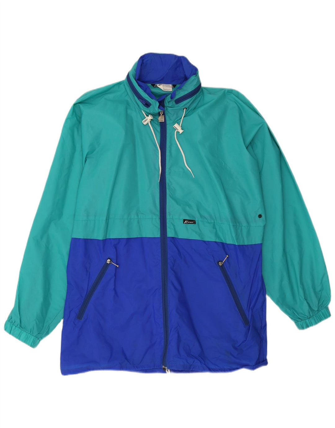 K-Way Regnjakke med hætte til mænd UK 38 Medium Green Colourblock Polyamid