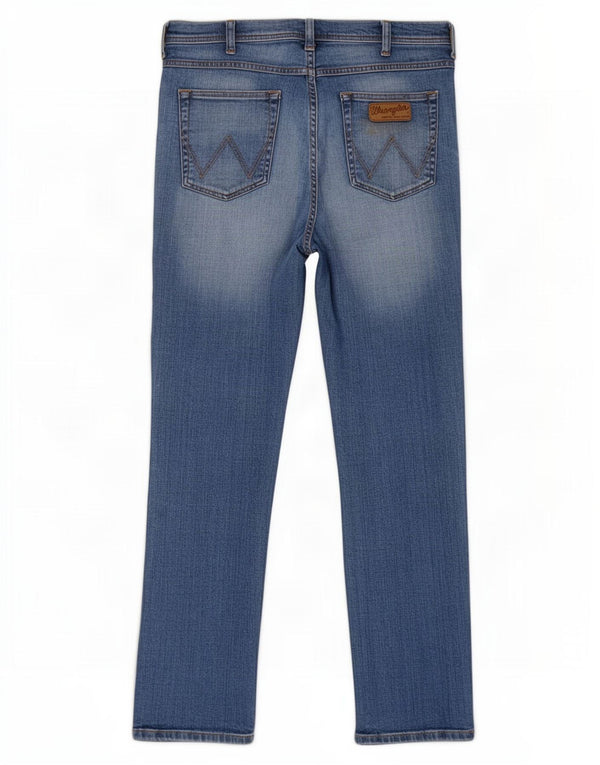 Wrangler Herre Arizona Stretch Straight Jeans W34 L32 Blå Bomuld