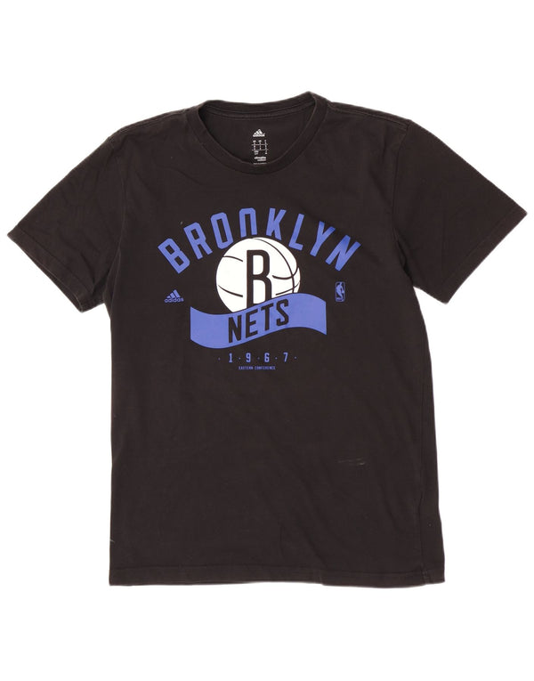 Adidas Herre Brooklyn Nets Grafisk T-Shirt Top Small Black Sports