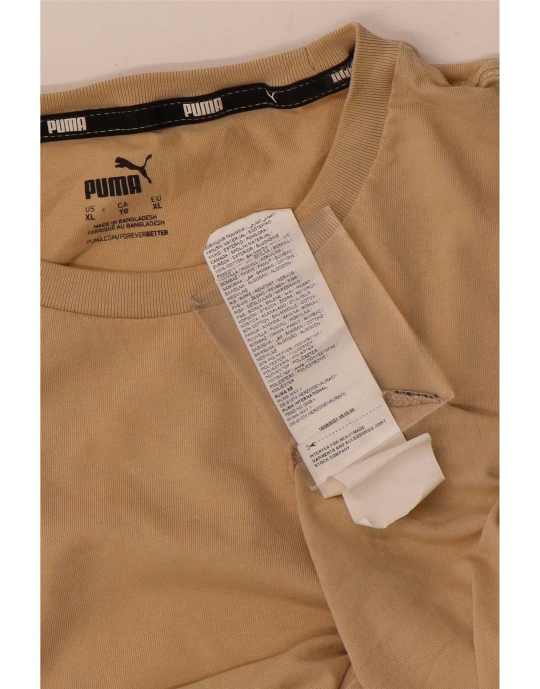 Puma Herre T-Shirt Top XL Beige Bomuld