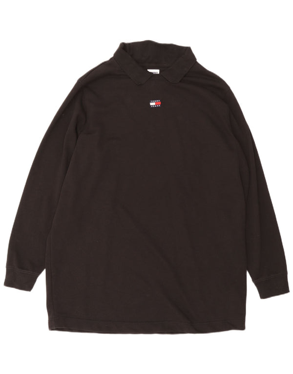 Tommy Hilfiger Langærmet herre poloshirt XL sort bomuld