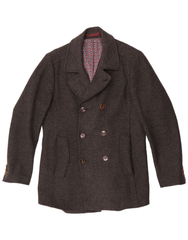 Ted Baker Mens Pea Coat Size 3 Medium Grey Wool
