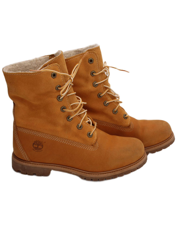 Timberland Dame Læder Shearling Style Støvler UK Størrelse 5,5 Brunt Læder