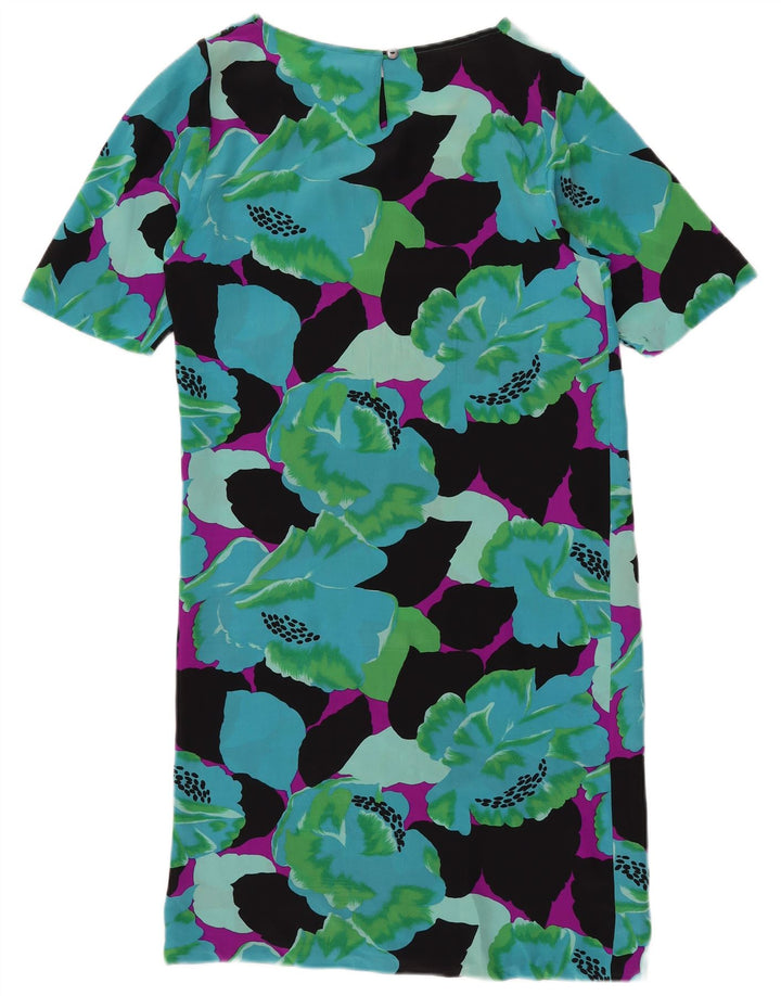 VINTAGE Womens Shift Dress UK 12 Medium Multicolored Floral Silke