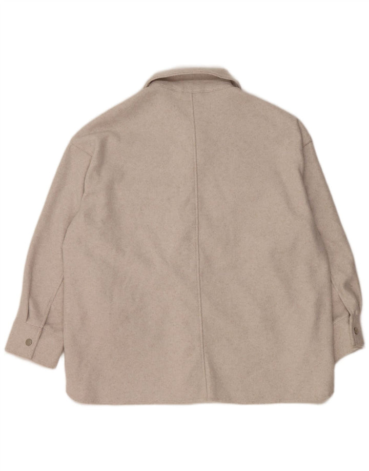 Zara Dame Oversized Shacket Fleeceskjorte UK 16 Large Grå Polyester