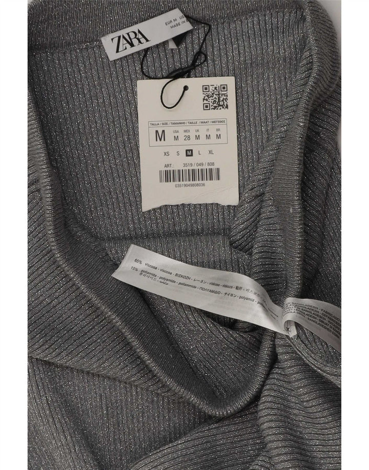 Zara Dame Maxi Nederdel Medium W28 L34 Grå Viscose