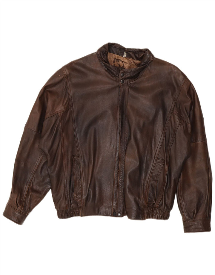 Vintage herre læderjakke IT 52 XL Brun