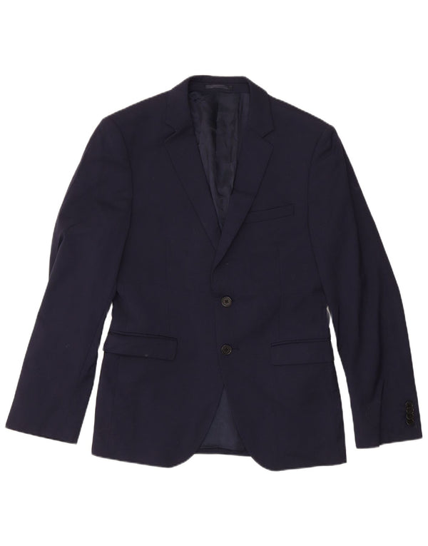 Dkny Herre Slim Fit 2 Button Blazer Jacket UK 38 Medium Navy Blue Wool